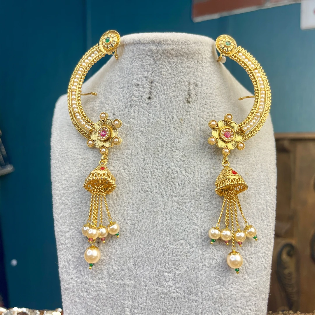 铜合金玻璃耳饰 01077印度耳饰手工春夏复古古风宫廷风气质百搭