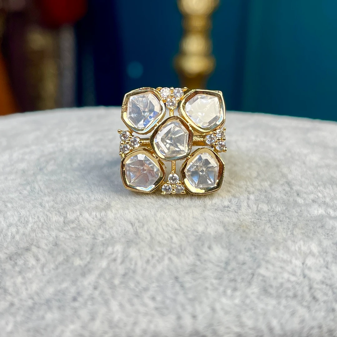 铜合金玻璃戒指 02072 印度春夏戒指手工气质轻奢百搭复古名族风