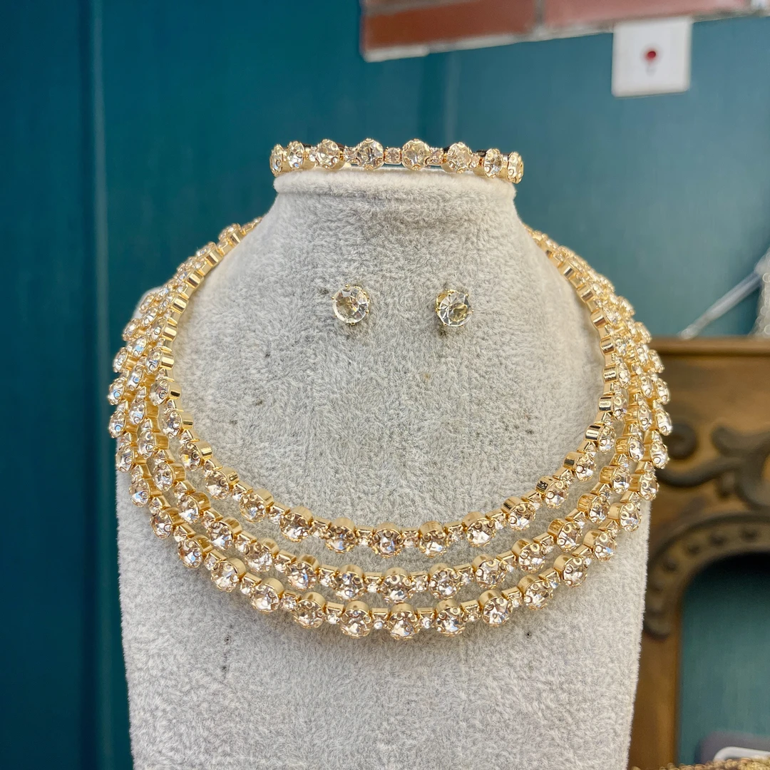 铜合金项链 04217印巴秋冬项链套装古风金色民族风宫廷风精美百搭