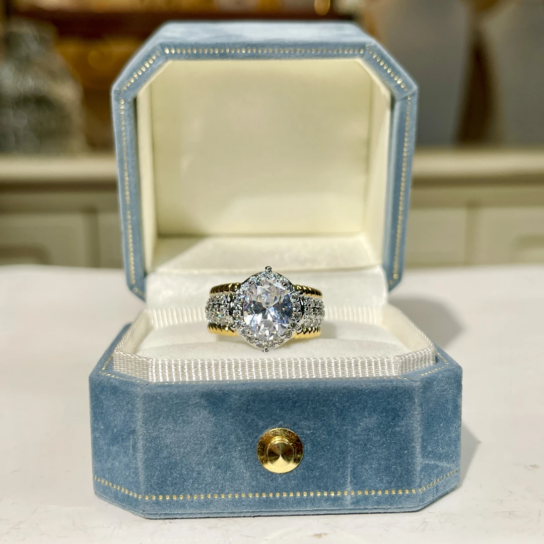 铜合金玻璃戒指 【02452】瑾瑟印巴戒指气质轻奢白色精致镶嵌可调节