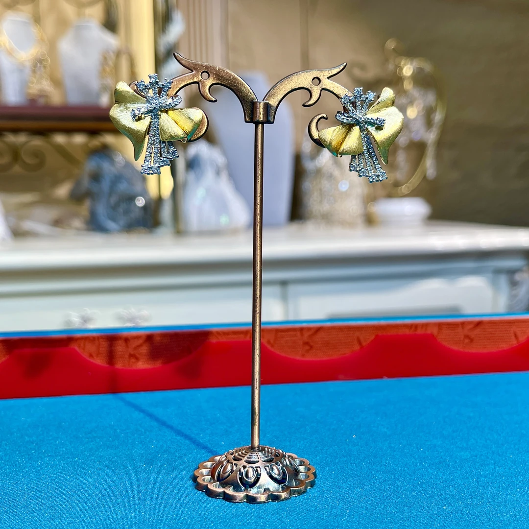 铜合金玻璃耳饰 【01181】瑾瑟印巴耳环手工气质轻奢复古精致镶嵌