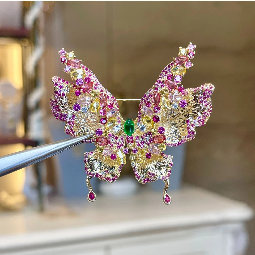 铜合金玻璃胸针 【06017】瑾瑟时尚胸针手工轻奢满钻甜美超仙轻奢