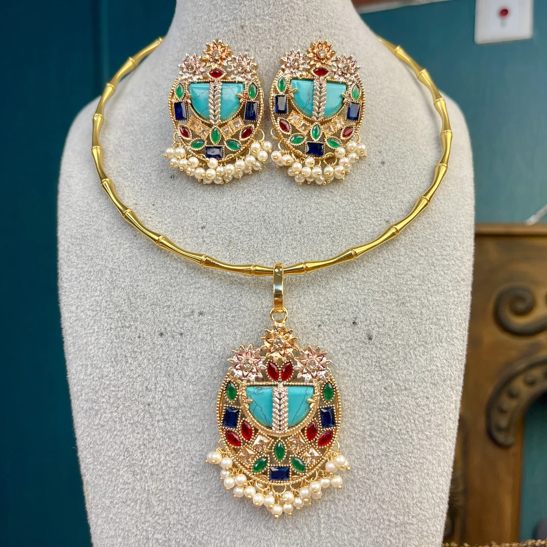 铜合金项链 04013印度春夏项链套装古风金色民族风宫廷风精美百搭