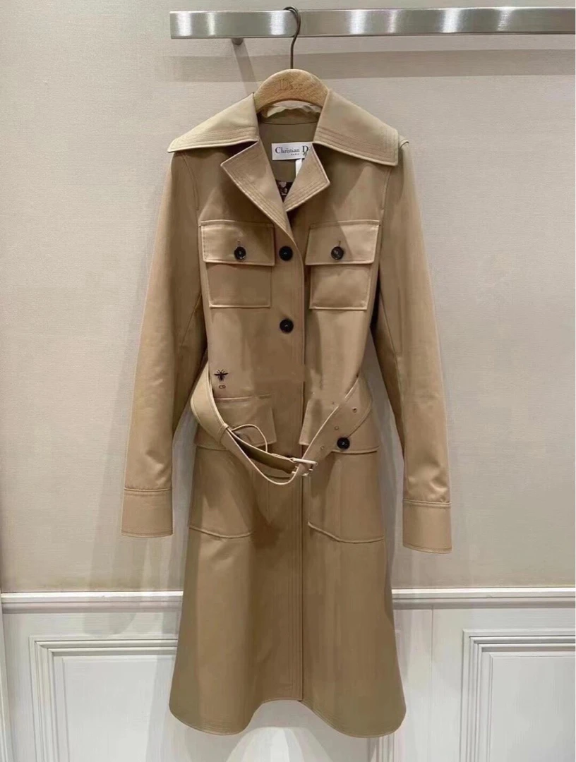 99新 DIOR/迪奥 秋冬口袋款内里满印logo风衣 XS码