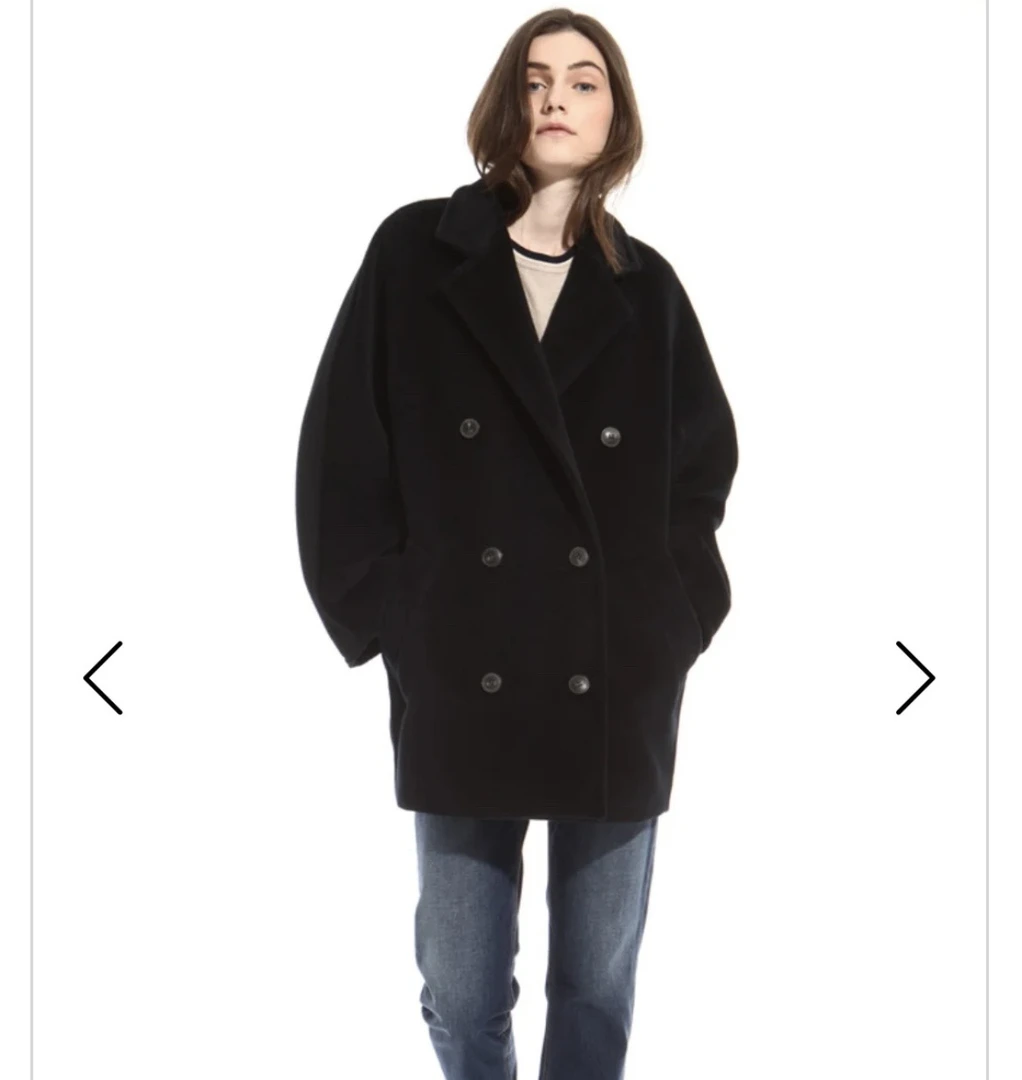 99新 Maxmara101801藏蓝色短款大衣 32码00082