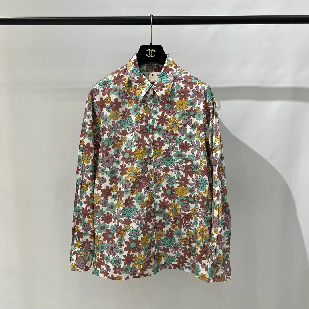 99新MARNI花朵拉链夹克衬衫44码
