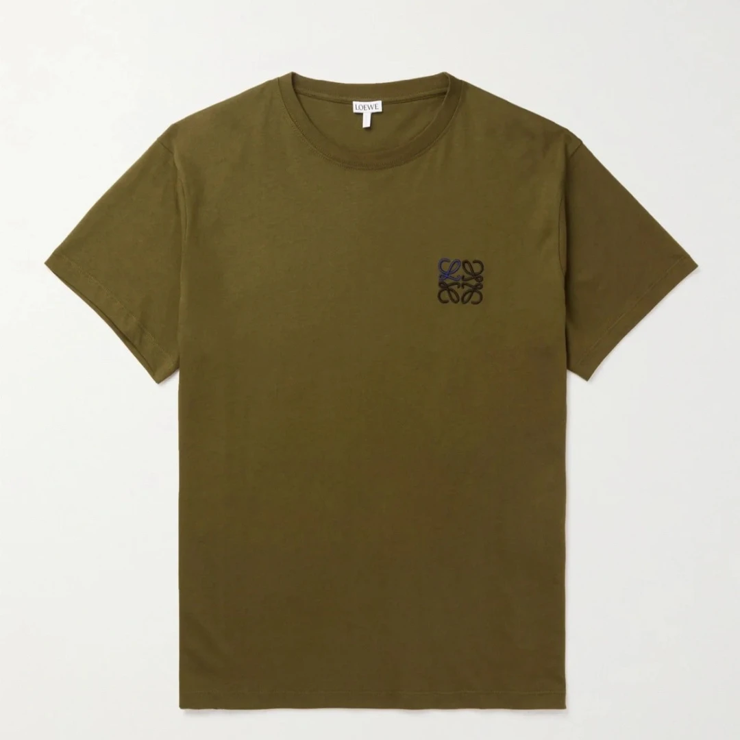 99新 罗意威loewe刺绣logo绿色基础款T恤 S码00282