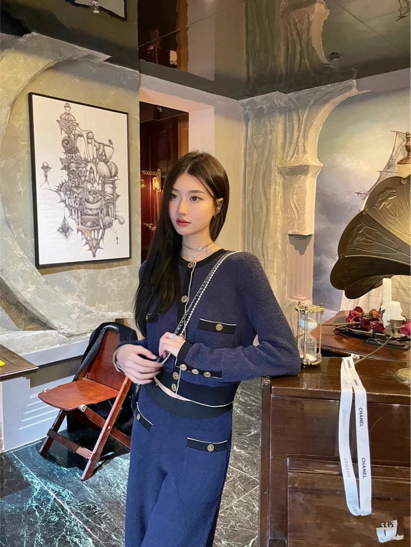 99新香奈儿chanel深海蓝开衫 19年邮轮系列秀款 36码 00012