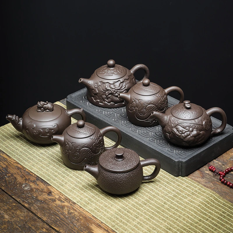 半手工浮雕大容量紫砂凤鸣西施壶家用单个泡茶壶陶瓷功夫茶具单壶