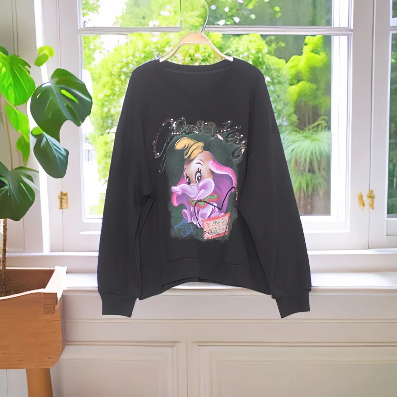 时尚卫衣显瘦大码减龄时尚卡通印花休闲圆领长袖2024春秋新款爆款