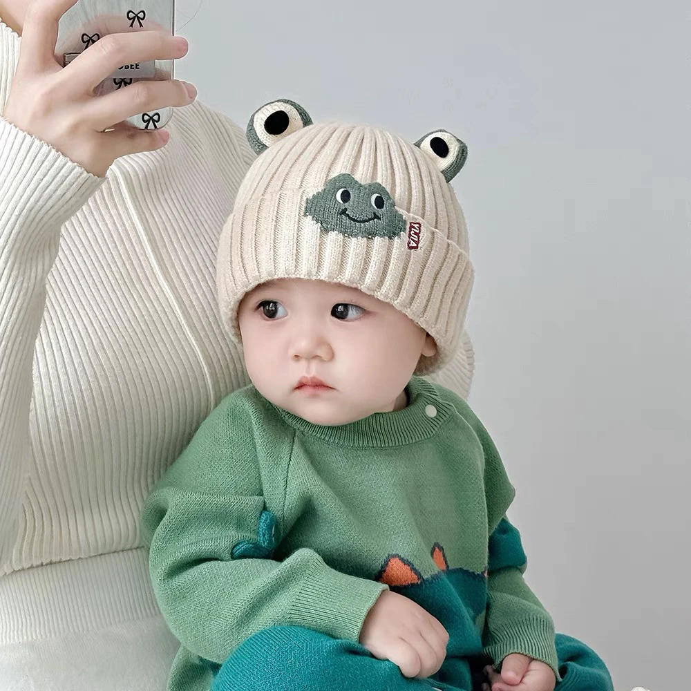 秋冬季婴儿帽子宝宝毛线帽卡通可爱护耳保暖防风针织帽