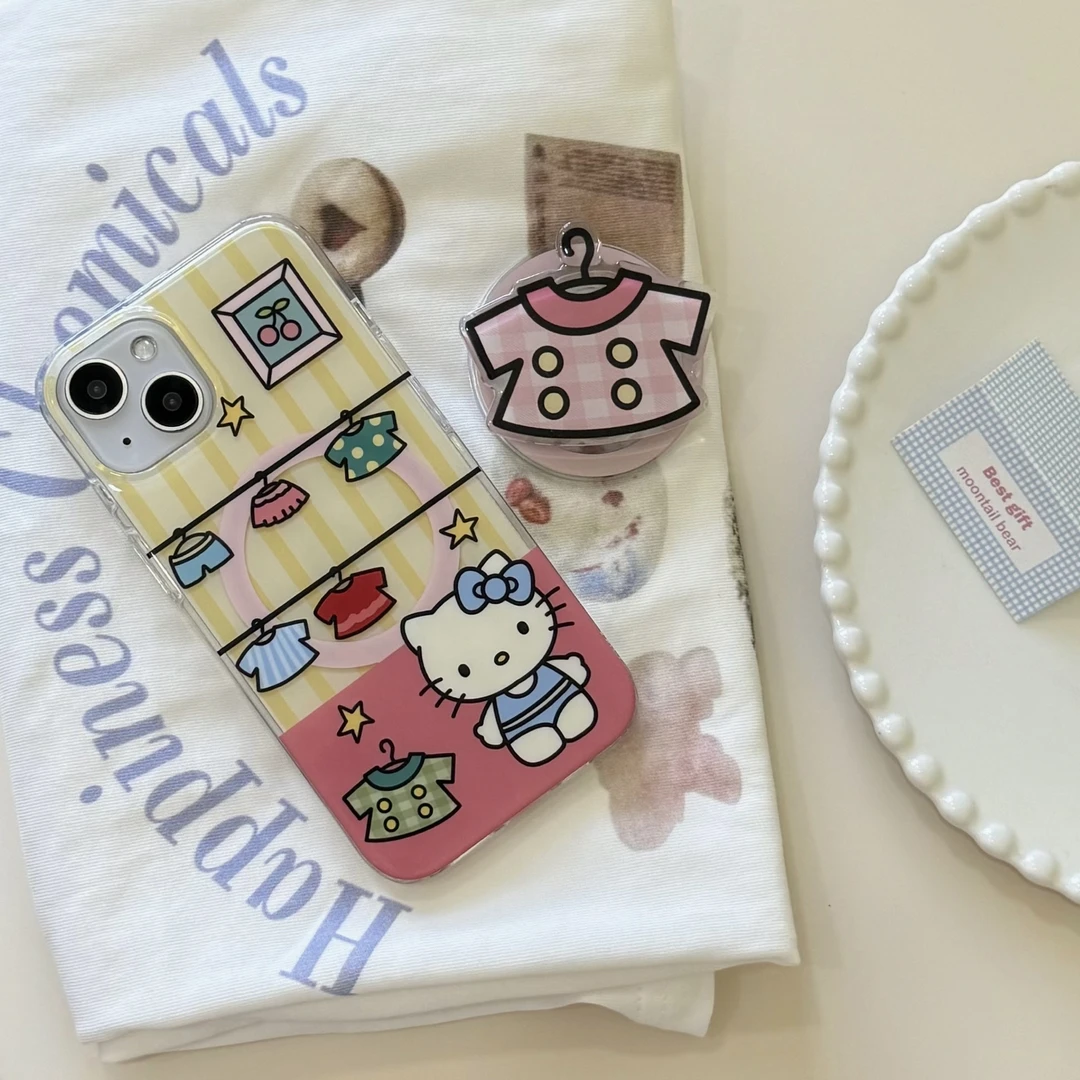 ins趣味磁吸卡通衣服可爱猫适用苹果15promax手机壳创意14防摔13
