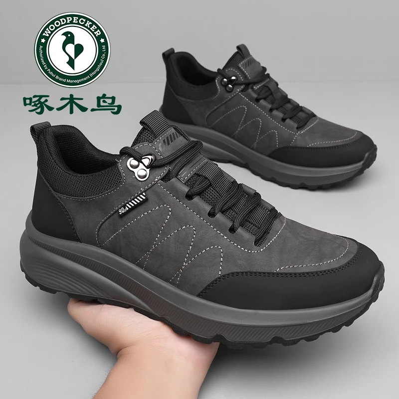 啄木鸟男鞋2024秋季新款驾车软底防滑户外登山徒步鞋休闲运动鞋潮