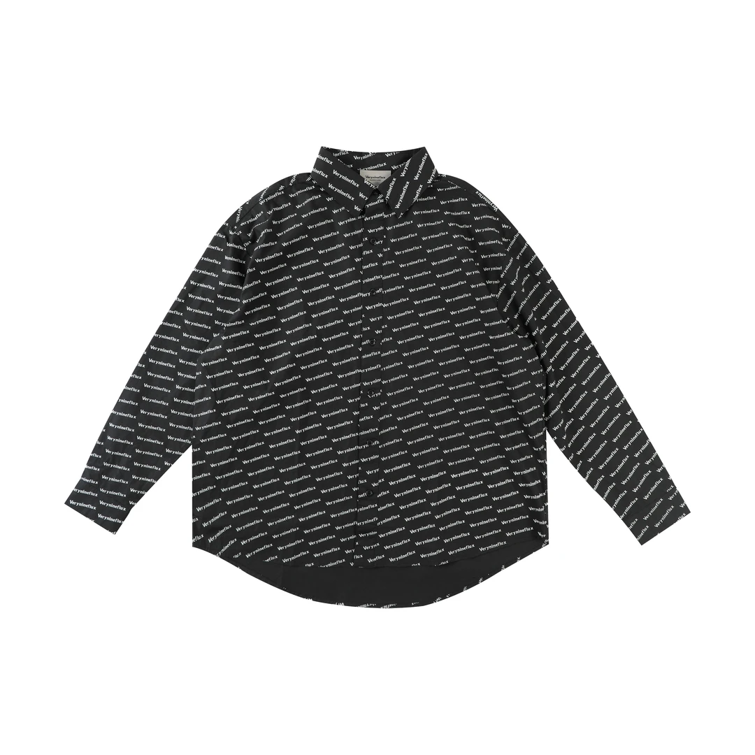 凉感纯棉衬衣满印字母印花宽松男女同款V22SOSH06