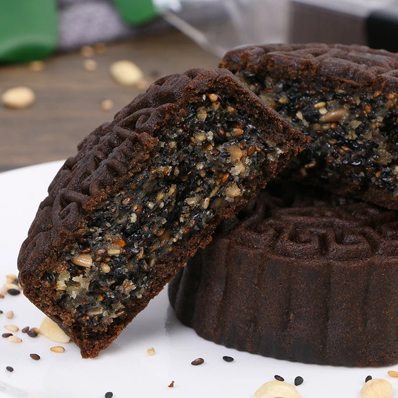 【麦吉诺】粗粮荞麦月饼黑芝麻馅月饼传统荞麦月饼中秋月饼糕点5个