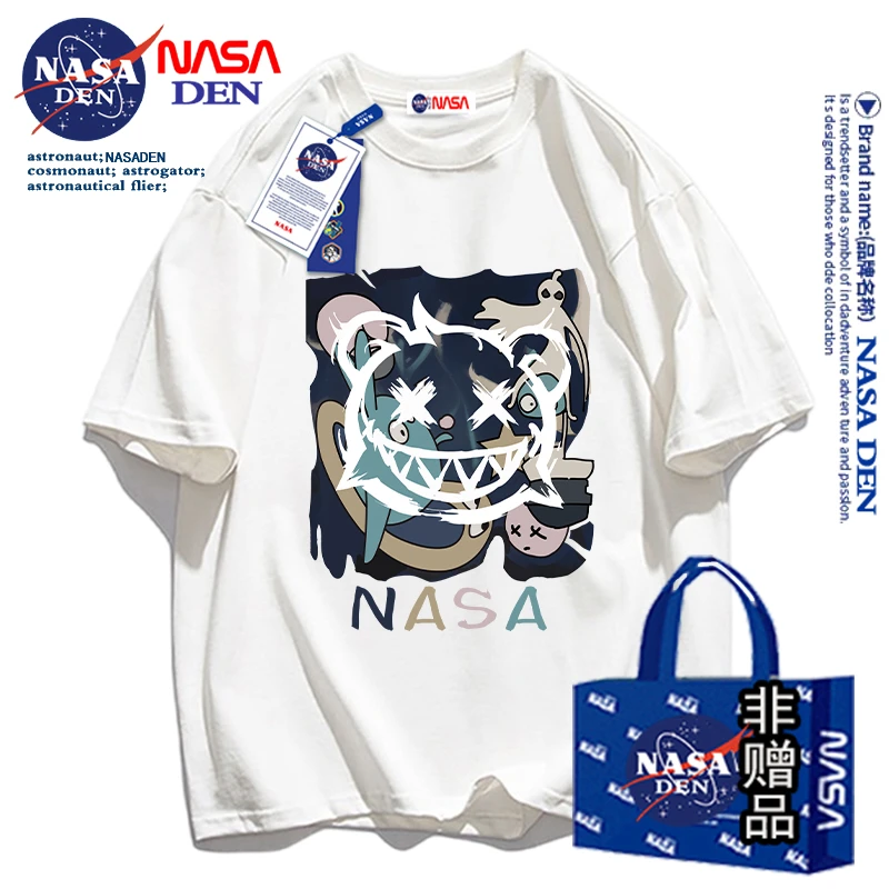 NASA联名夏季新款短袖t恤男士休闲大码宽松圆领打底衫情侣款上衣