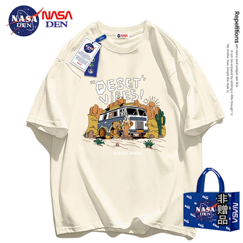 NASA联名男士短袖纯棉t恤夏季舒适透气百搭美式复古男女同款上衣