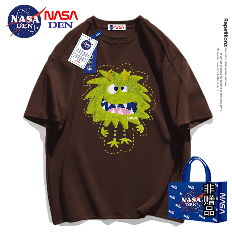 NASA联名夏季纯棉短袖t恤男士高档品质潮牌五分袖百搭ins男女同款