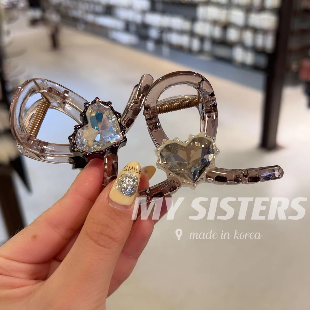 韩国东大门彩色细闪小爱心冰透胖抓夹T072507