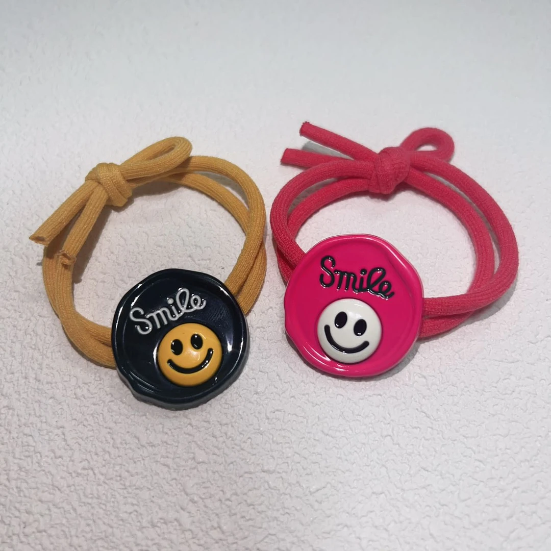 MY SISTERS韩饰百搭立体笑脸字母圆盘双绳高弹发绳L120701