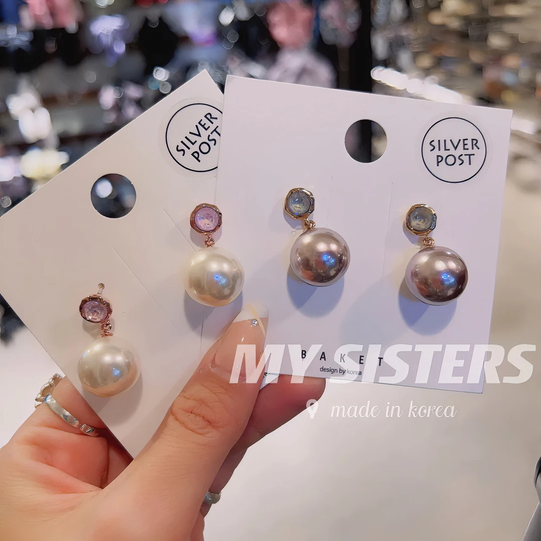 非金属亚克力耳饰 韩国东大门极光小钻气质耳钉T052802