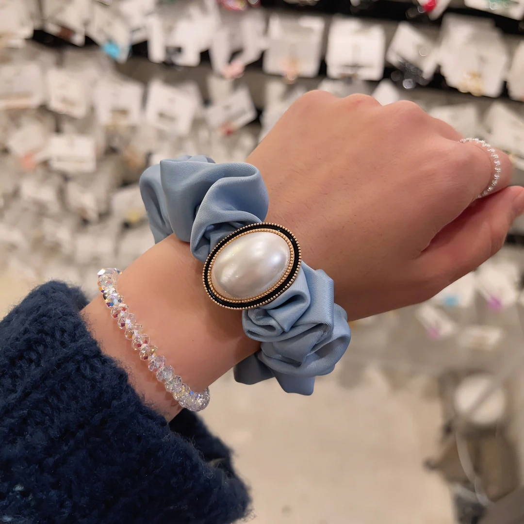 韩国东大门复古名媛气质百搭珠珠发圈T111102