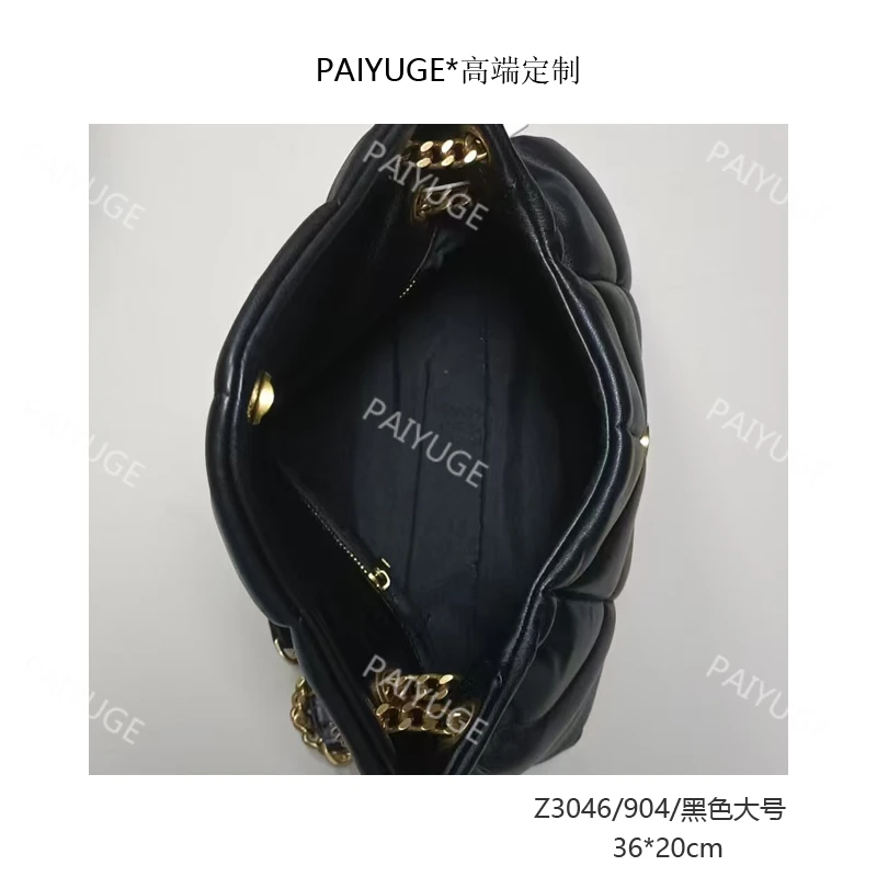 Z3046/904大/黑色Paiyuge高端订制手工女士单肩斜挎手提包1682