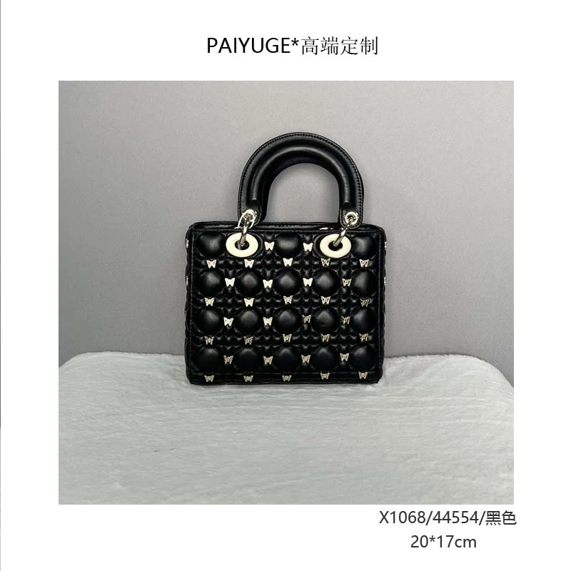 X1068/44554/黑色 高端订制手工蜡线女士单肩斜挎手提包1173