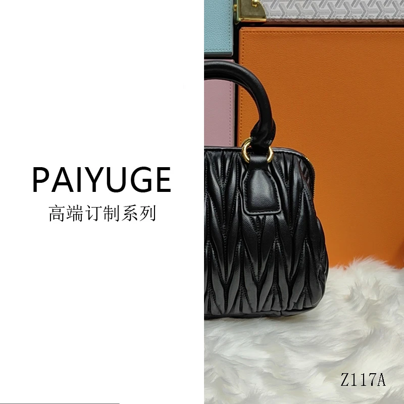 Z117A-16908黑色高端订制手工蜡线女士手提单肩斜挎包312