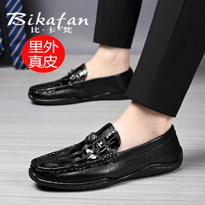 头层牛皮豆豆鞋男士真皮透气乐福鞋春夏季软皮软底皮鞋百搭懒人鞋