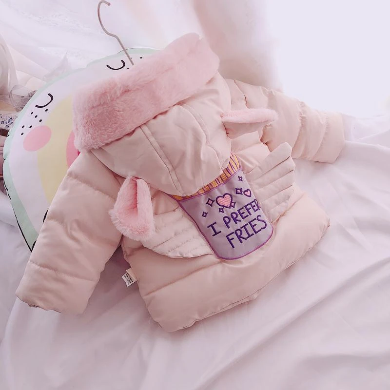 2023冬季新款加绒加厚棉衣0-4岁女宝宝公主翅膀棉服一件过冬