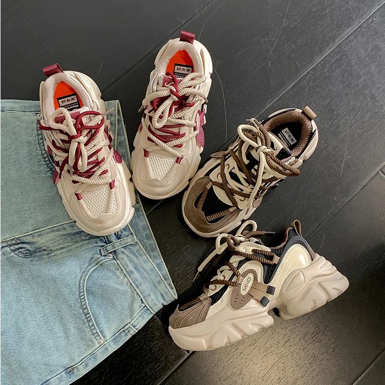 超哥家  【增高7公分】 女款潮流百搭安哥拉红厚底休闲老爹鞋M580