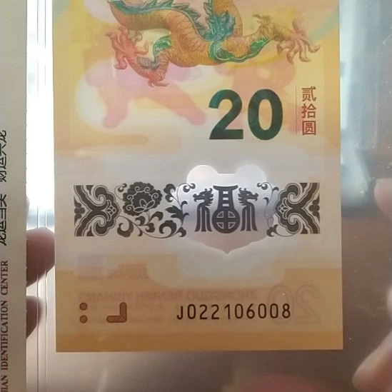 塑料2024小龙钞 022106008 评级