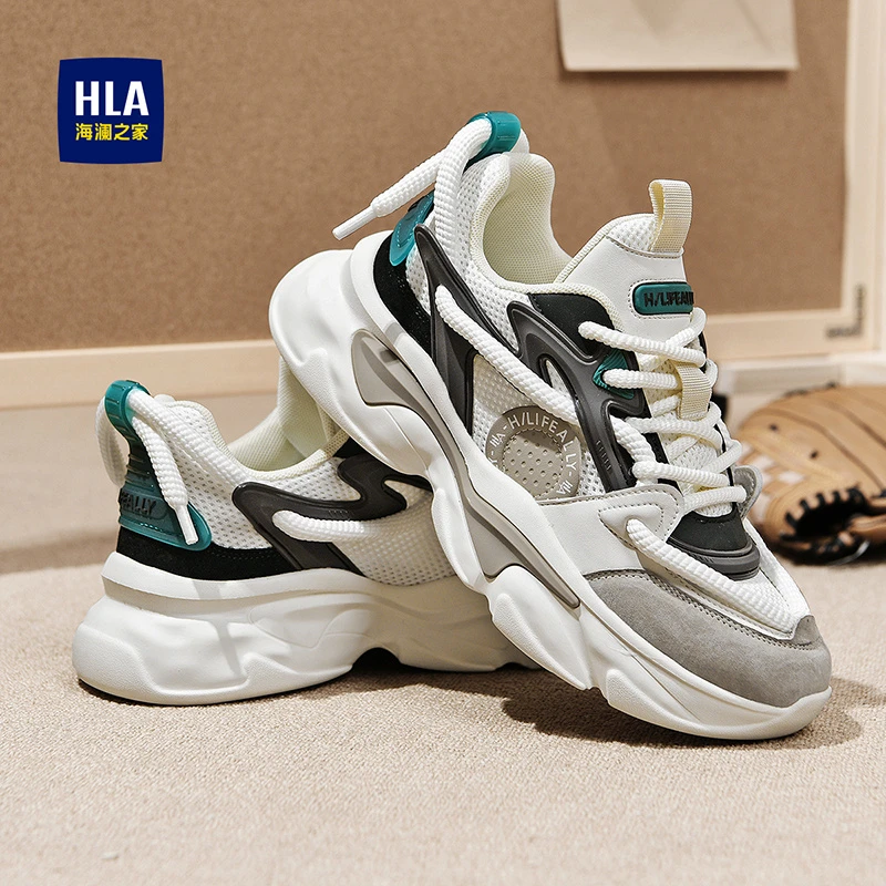 HLA/海澜之家男鞋2024秋季新款时尚百搭休闲鞋厚底舒适运动老爹鞋