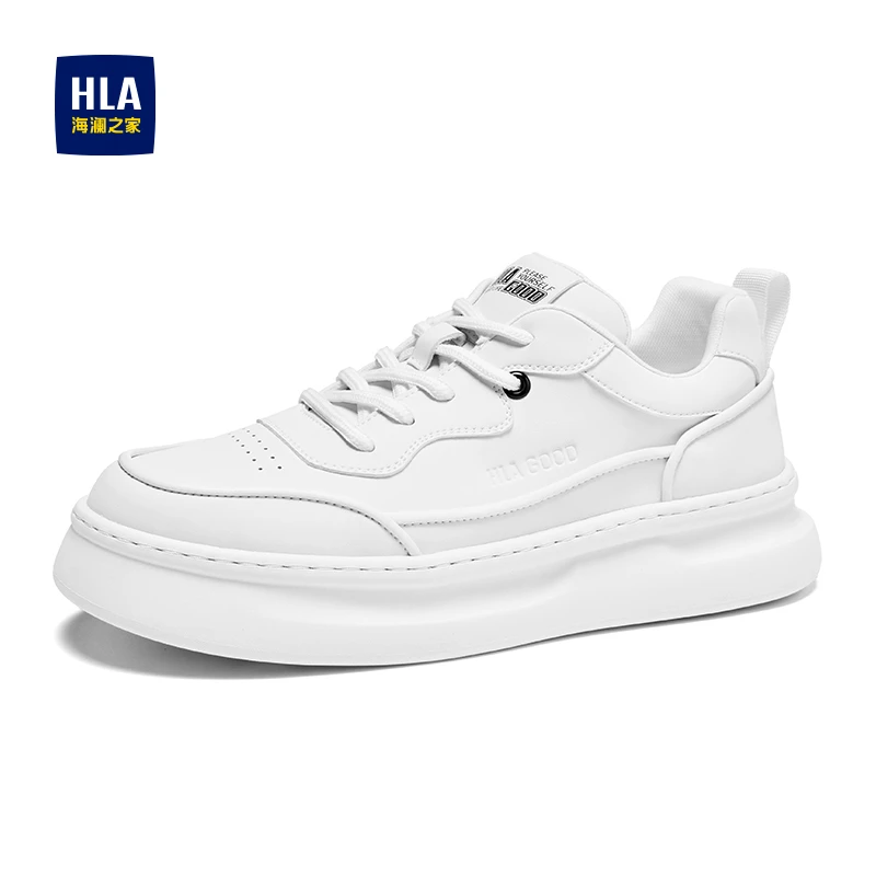 HLA/海澜之家男鞋新款秋季潮流百搭透气休闲板鞋厚底舒适小白鞋男