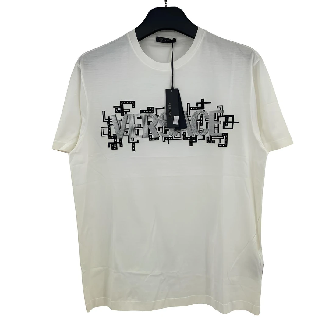 全新未使用 Versace 烫钻字母LOGO短袖 S A2406080006