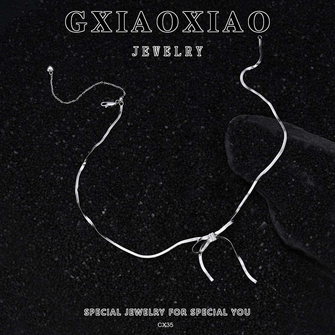 坠链均925银 GXX 轻奢时尚简约百搭设计感蝴蝶结锁骨项链 CX35