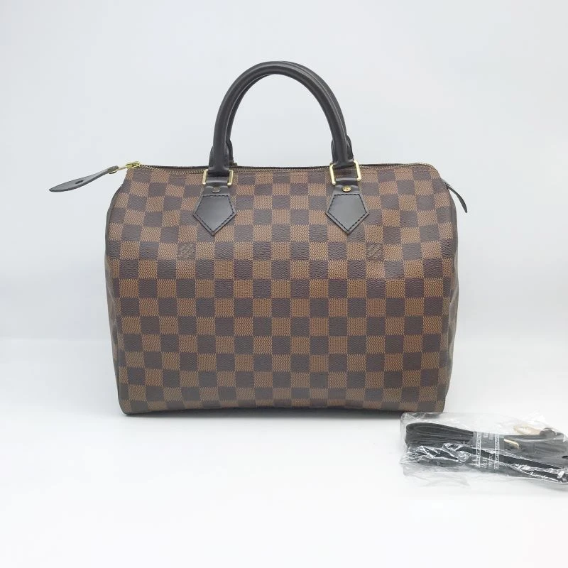 95新 LouisVuitton/路易威登 洋诚二手 LV棕棋盘格sp30手提包95新