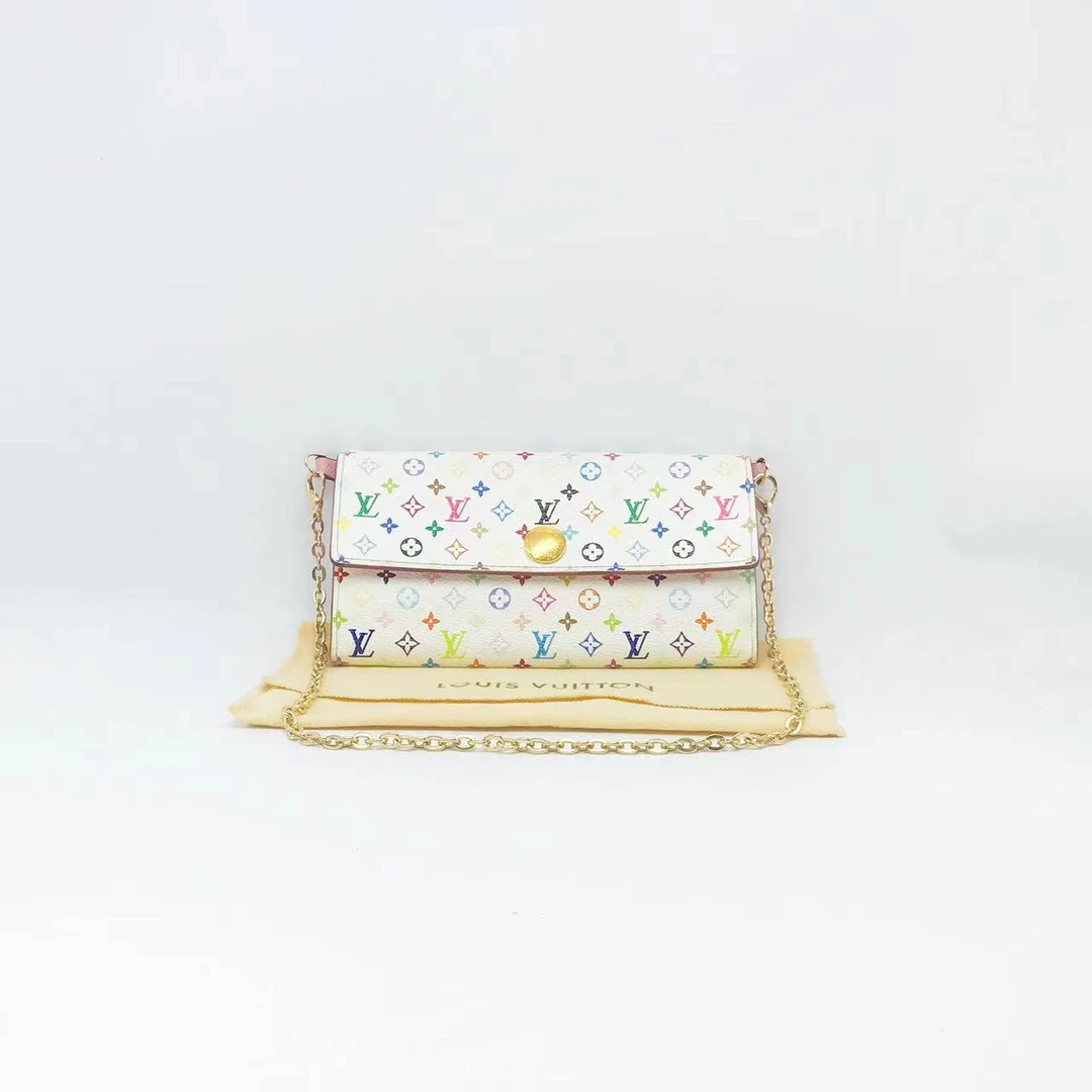 95新 LouisVuitton/路易威登 洋诚二手LV白三彩钱包95新公价9800