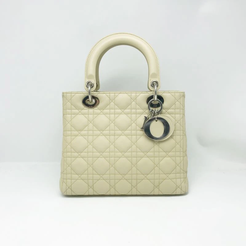 95新 DIOR/迪奥 洋诚二手 迪奥白色五格戴妃手提包95新 公价45000