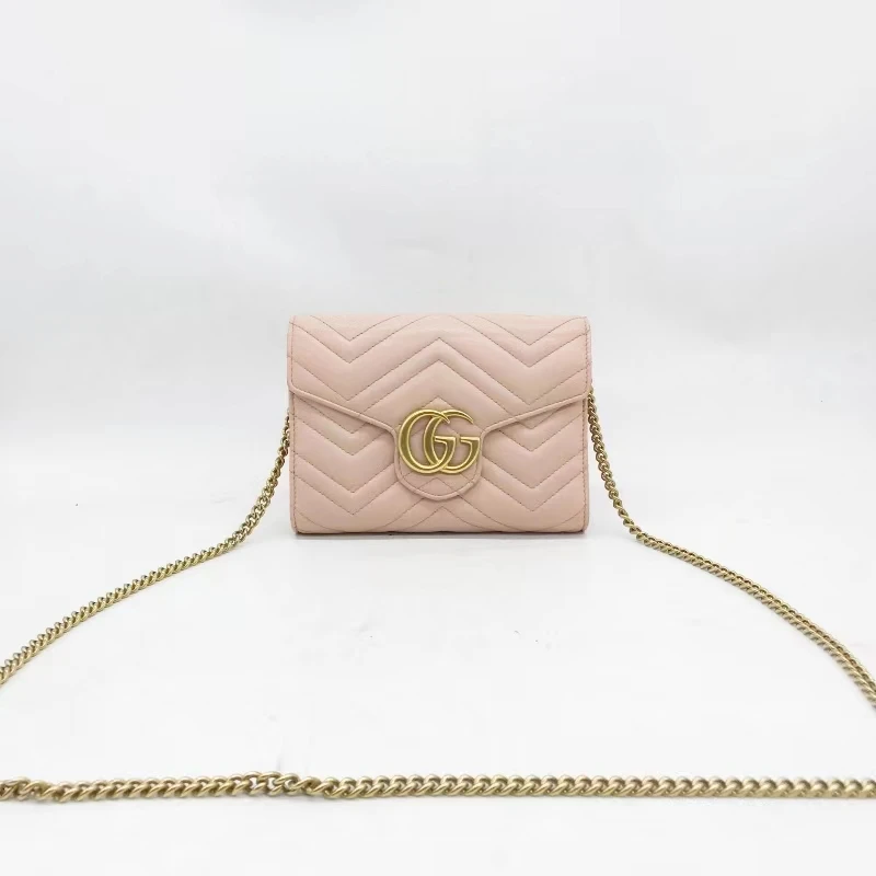 95新 GUCCI/古驰 洋诚二手 古驰粉色链条包 95新 公价14200