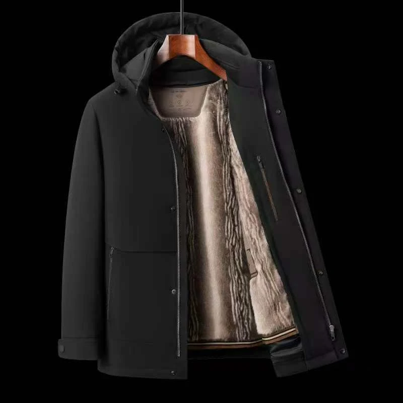 「金金鹅绒」高品质可脱卸连帽内里毛毛男款羽绒服～