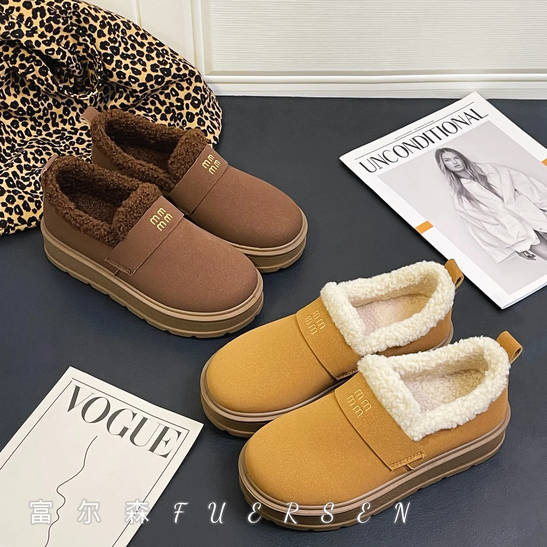 加绒勃肯鞋女2025秋冬新款圆头舒适平底懒人休闲鞋d11