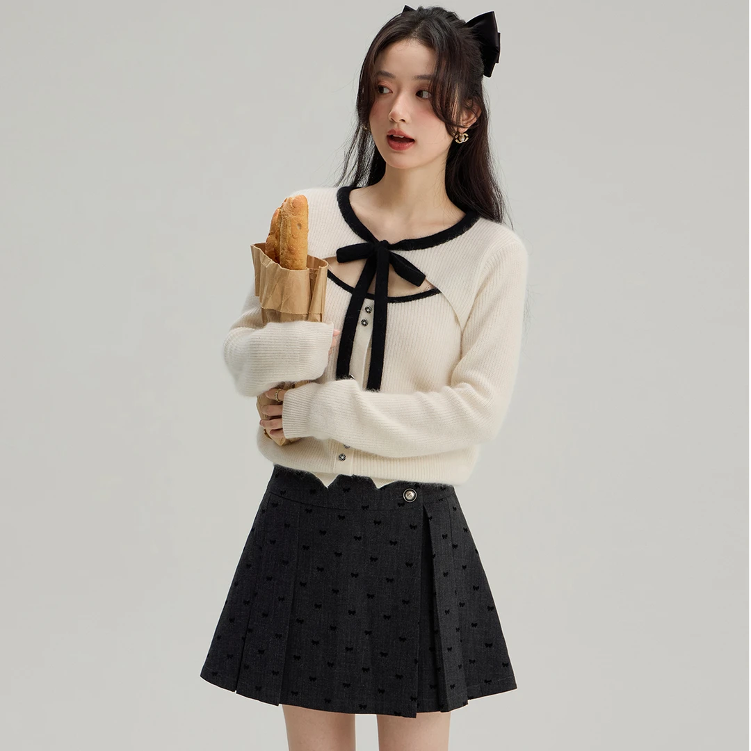 花栗鼠小姐  MIU系复古套组 镂空/蕾丝领小衫+3款短半裙