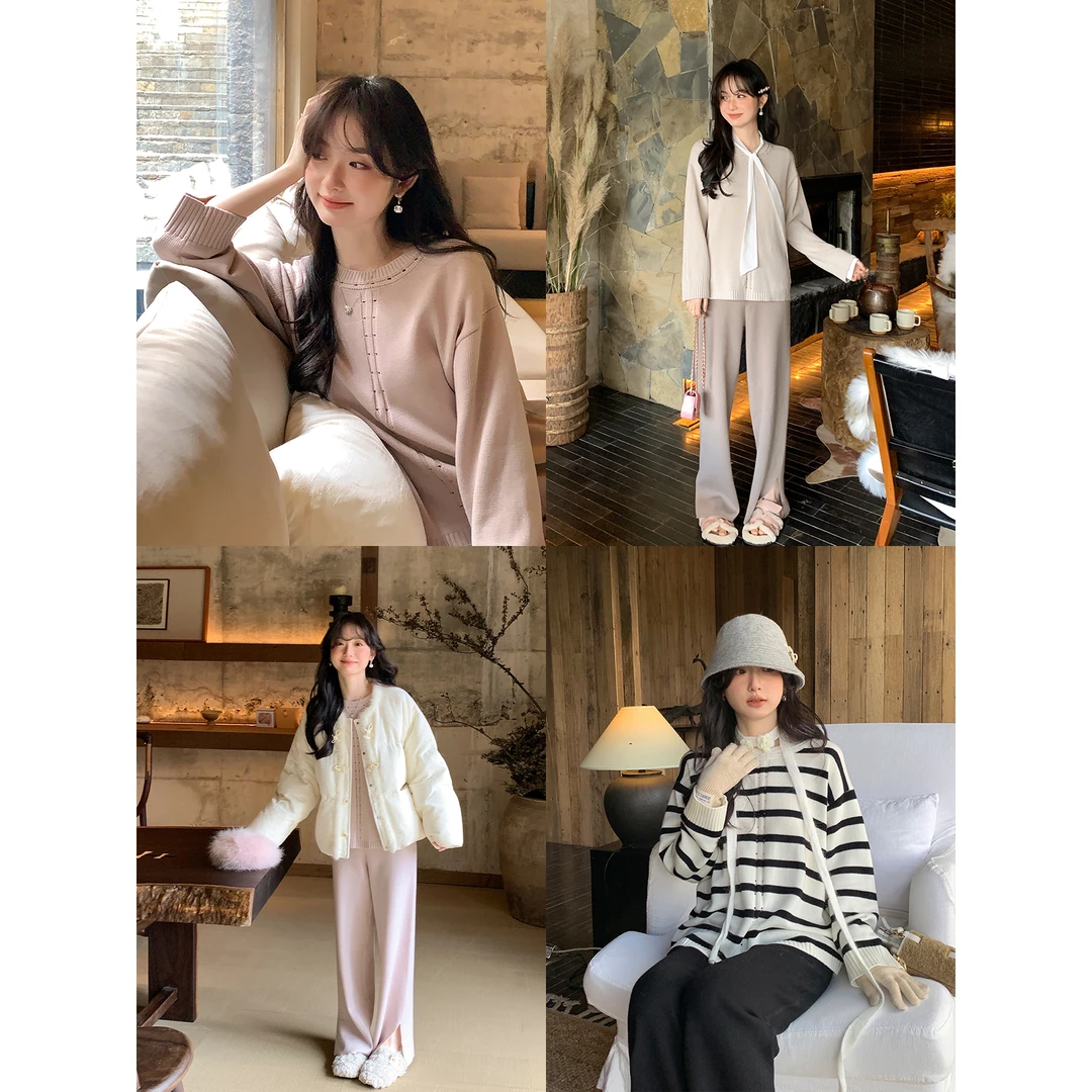 花栗鼠小姐  懒人舒适区单拍 佰搭松弛感毛衣/慵懒甩腿裤