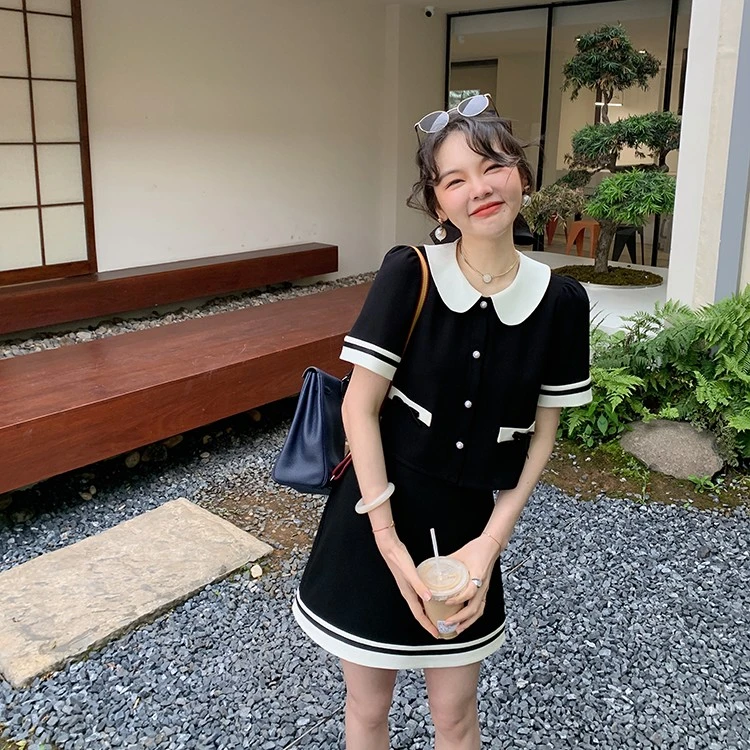 花栗鼠小姐sweet【罗马恋人香香】复古甜上衣/半身裙女夏季