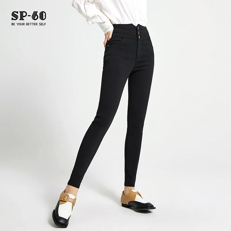 sp68魔术裤女2022秋冬款高腰小脚加绒加厚时尚气质黑色外穿打底裤