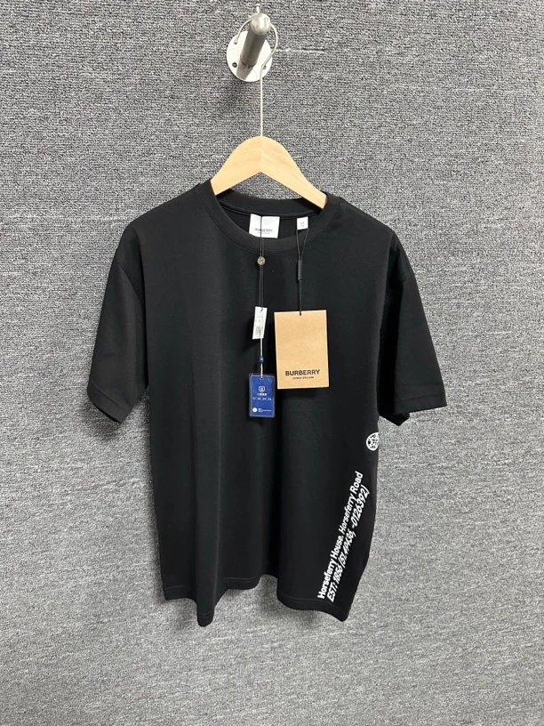 全新未使用 巴宝莉Burberry/黑色潮流字母印花短袖T恤/XS