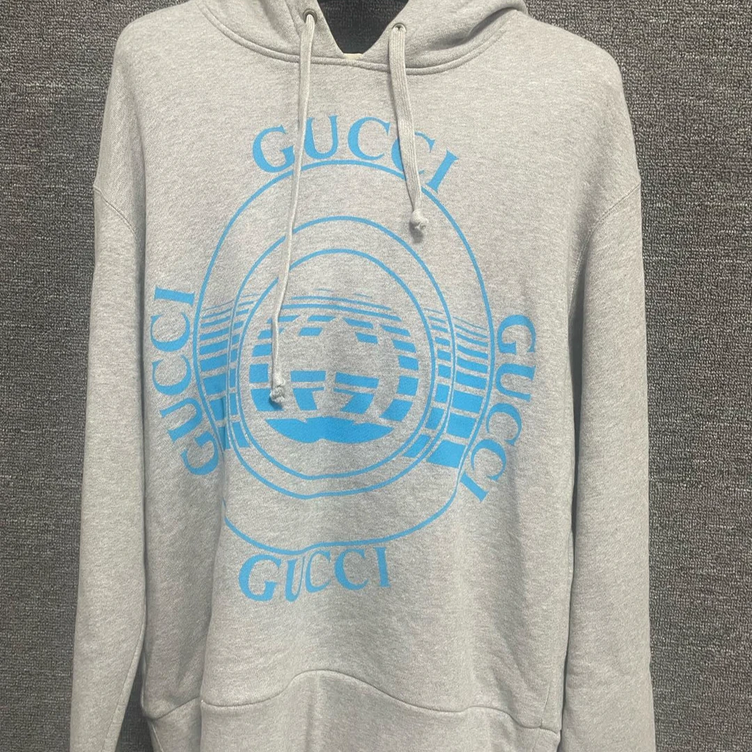 GUCCI唱片印花超大logo卫衣男款灰色 全新带吊牌 S码