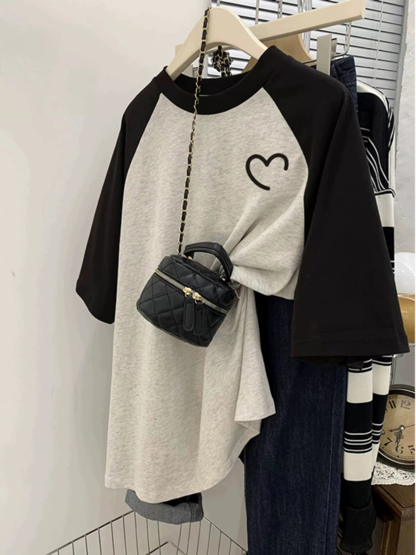 300斤大码中长款插肩袖短袖t恤女2024新款夏季纯棉磨毛大码女上衣